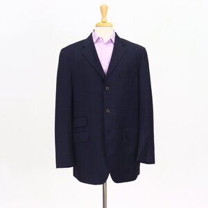 ETRO 44L Navy Blazer Sport Coat Jacket 3-Button Check Y637